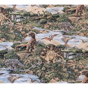 2 Yds Spring Industries Dinosaur Dino Cotton Quilting Fabric Jurassic T Rex 40''